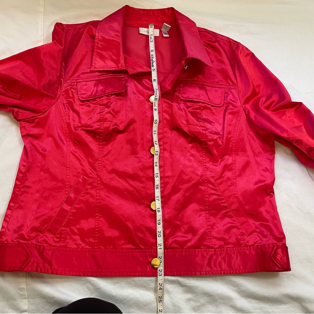Chico’s sporty satin red long sleeve jacket size 3 - Picture 13 of 16